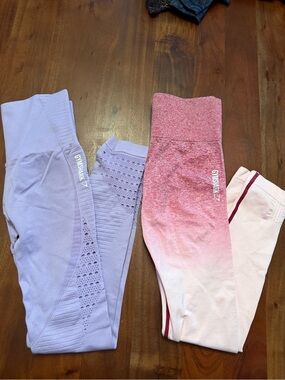 Gymshark women’s Seamless Leggings in Lavender and Pink Ombre